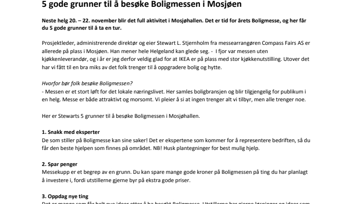 ​5 gode grunner til å besøke Boligmessen i Mosjøen