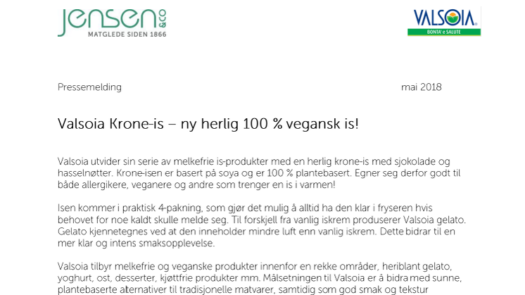 Valsoia Krone-is – ny herlig 100 % vegansk is!