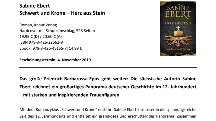 Presseinformation_Sabine Ebert, Schwert und Krone - Herz aus Stein