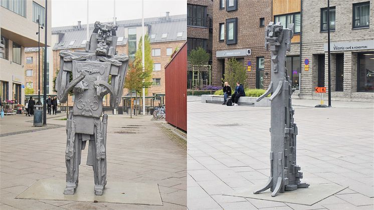 En orolig kompis och En krävande kompis av Max Ockborn är två av flera nya konstverk som tillkommer i området runt Selma Stad den närmaste tiden. Foto: Hampus Bovbjerg Grip.