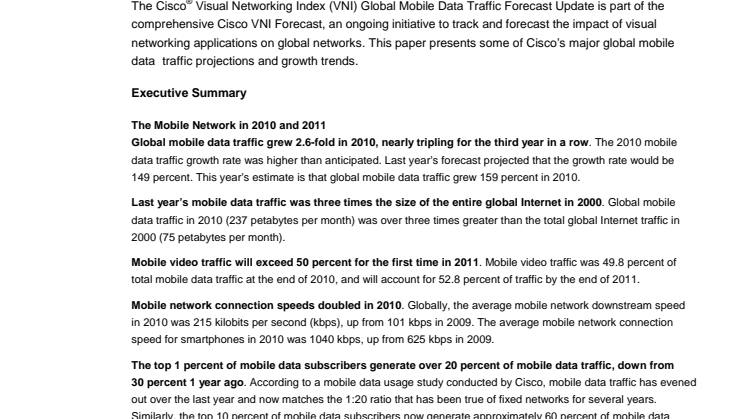 Ciscos mobila trafikrapport