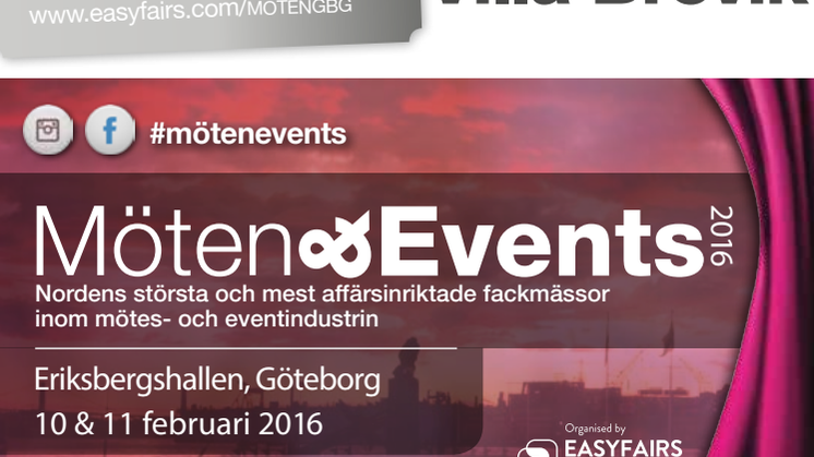 Kom och träffa oss på Möten & Events-mässan 10-11 februari i Göteborg på Eriksbergshallen
