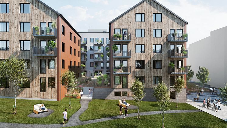 Renderingsbild för Parkstråket i Haninge.