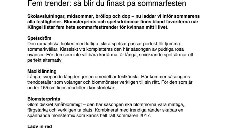 Fem trender: så blir du finast på sommarfesten