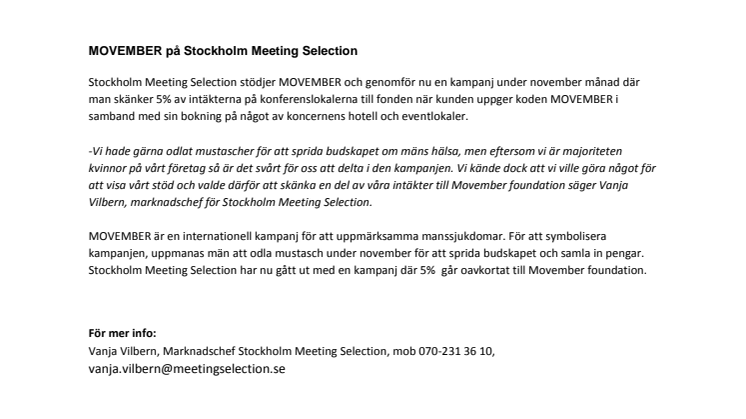MOVEMBER på Stockholm Meeting Selection
