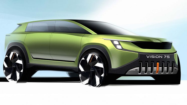 VISION 7S er ŠKODAs nye konceptbil. Den viser, hvilket design kommende ŠKODA-modeller kan få.