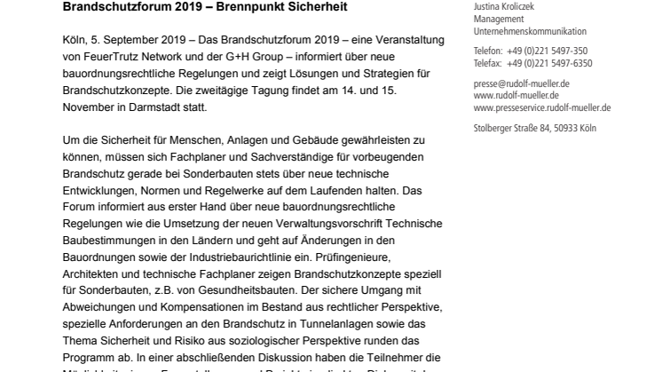 Brandschutzforum 2019 – Brennpunkt Sicherheit