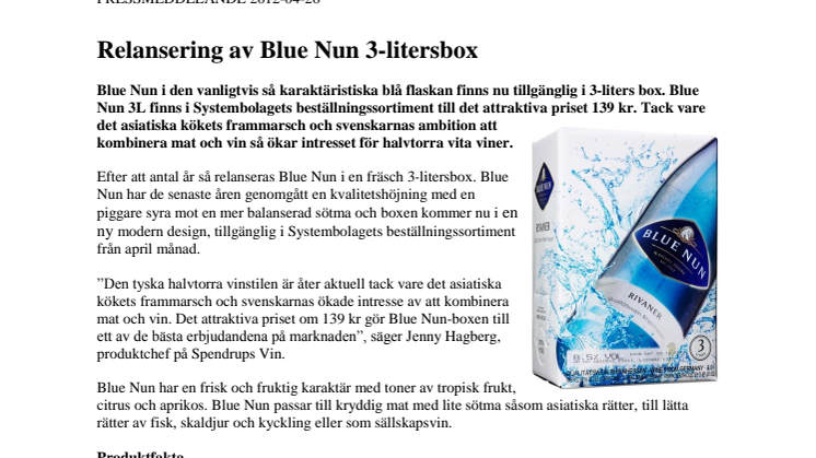 Relansering av Blue Nun 3-litersbox