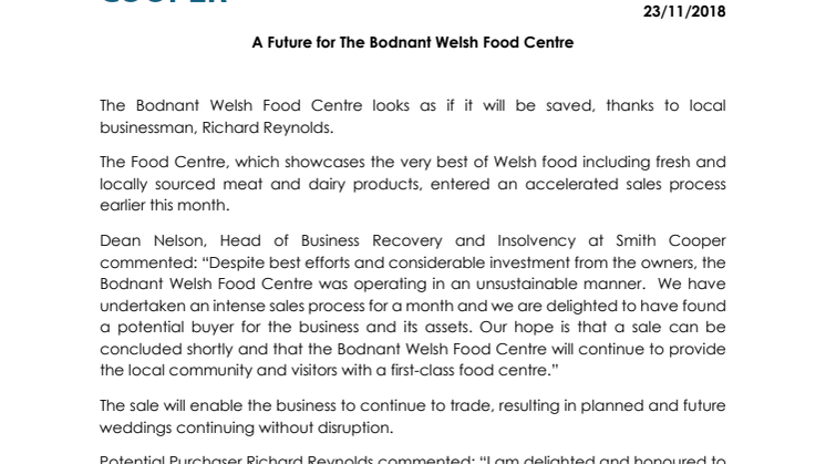 A future for the Bodnant Welsh Food Centre 