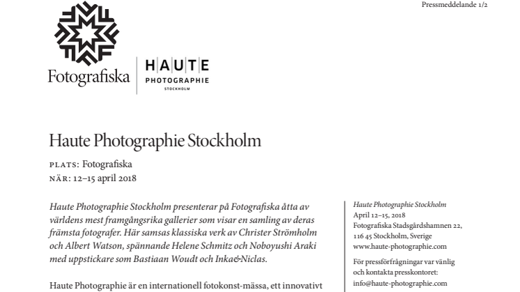 Haute Photographie Stockholm på Fotografiska