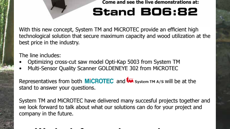 System TM and MiCROTEC joins at Trä & Teknik with with an optimization solution with both scanner and cross-cut saw