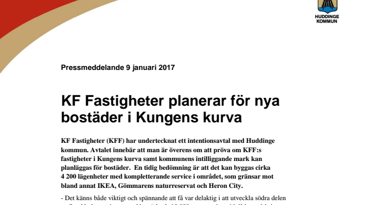 KF Fastigheter planerar för nya bostäder i Kungens kurva