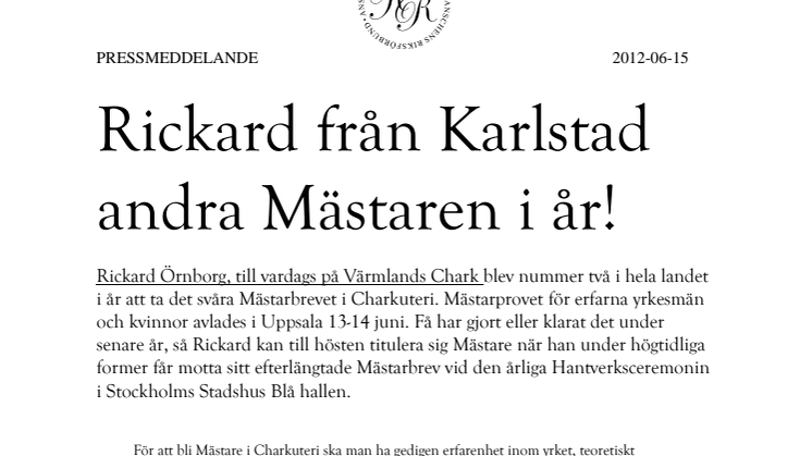 Rickard från Karlstad andra Mästaren i år!