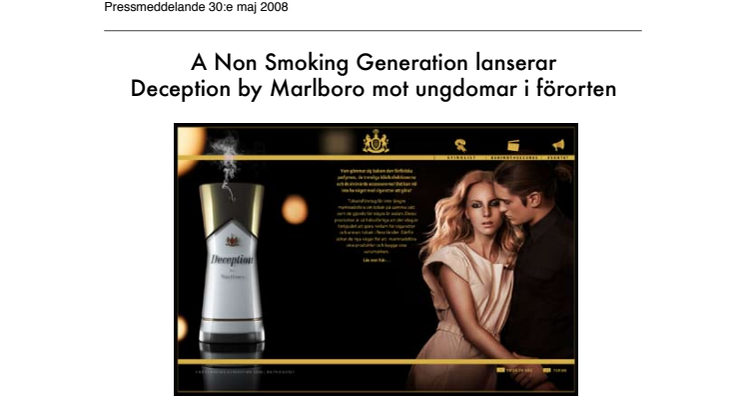 A Non Smoking Generation lanserar parfym i förortsgallerior