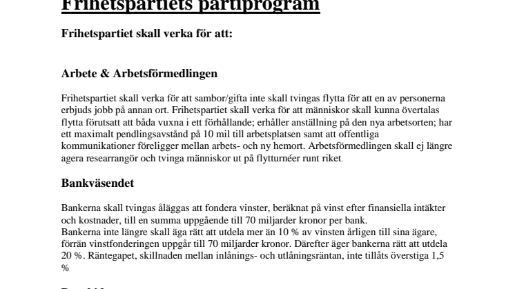 Partiprogram för Frihetspartiet