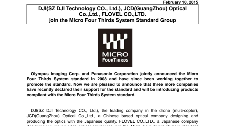 3 nye produsenter til Micro Four Thirds systemet