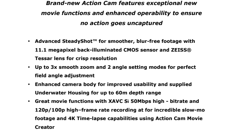 Varje dag är ett äventyr med Sonys senaste Action Cam