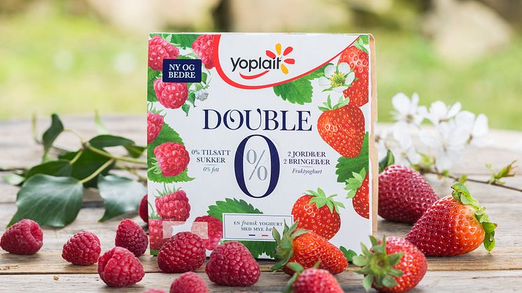 Yoplait Double 0% Jordbær og Bringebær