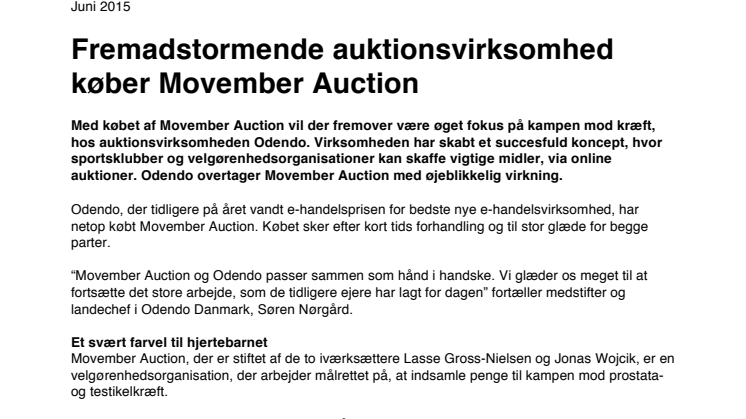 Fremadstormende auktionsvirksomhed køber Movember Auction