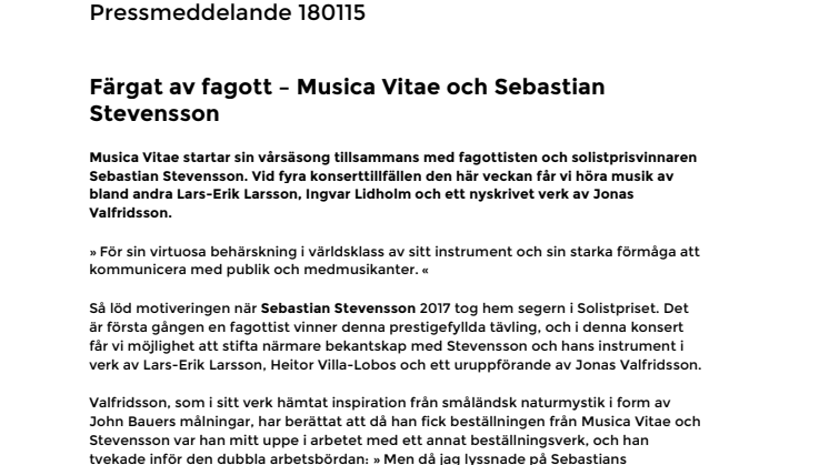 Färgat av fagott – Musica Vitae och Sebastian Stevensson