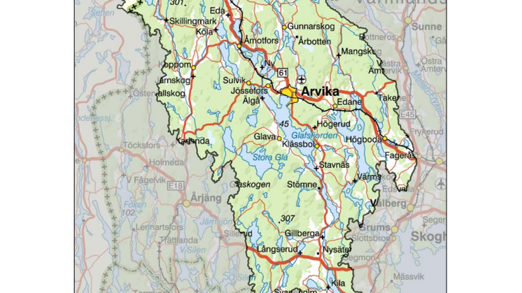 Karta över By- och Borgviksälvens avrinningsområde