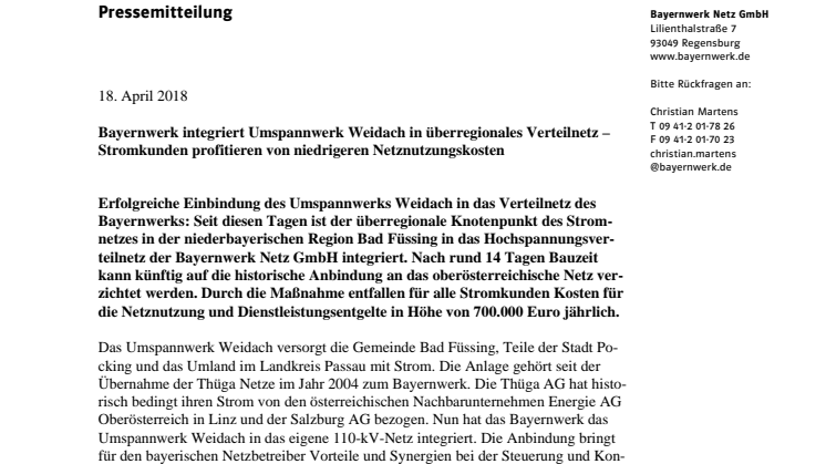 Weidach wird Knotenpunkt im niederbayerischen Stromnetz