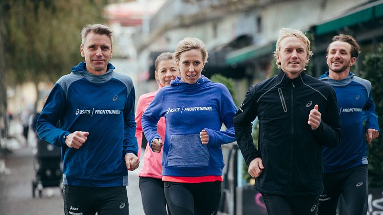 Jonas Buud, Lisa Nordén och David Nilsson är medlemmar i ASICS FrontRunner. Foto: Luca Mara