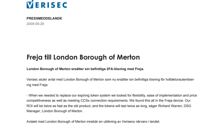 Freja till London Borough of Merton
