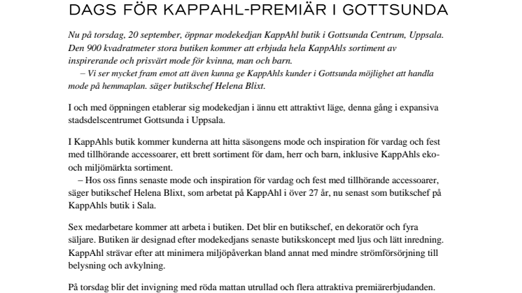 KappAhl öppnar butik nr 392 i Gottsunda, Uppsala