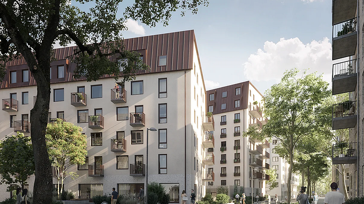 Husen i Uppsalakvarteret Verket i Rosendal är formade av Kod Arkitekter med ”vackra detaljer och väl avvägd skala”. Bild: HEBA Fastighets AB
