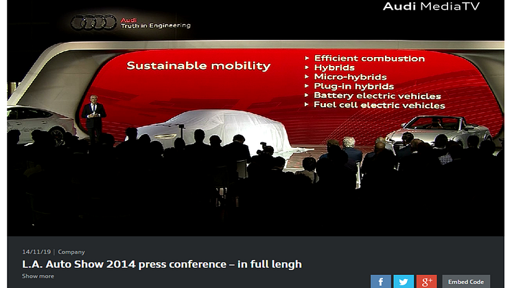 LA Auto Show - følg med i Audi's nyheder på Audi MediaTV