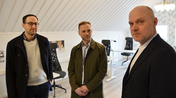 Sakarias Winberg, ordförande Företagarna Leksand, Björn Rinstad, vd Leksands Sparbank och Lars Liljegren, projektledare Företagsakuten Leksand-Rättvik-Gagnef