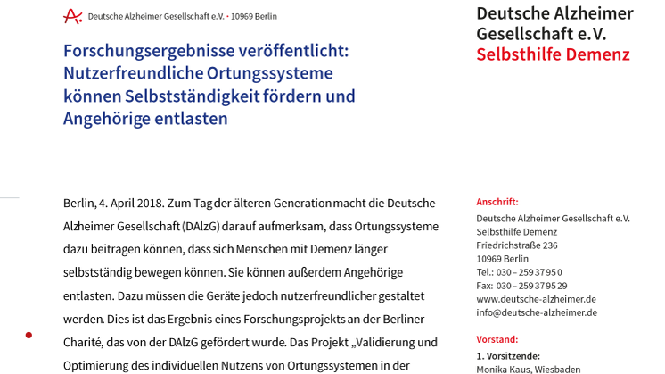 Forschungsergebnisse veröffentlicht: Nutzerfreundliche Ortungssysteme können Selbstständigkeit fördern und Angehörige entlasten 