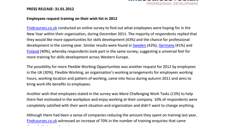 Employees request training on their wish list in 2012