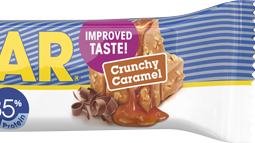 Nu blir Swebar Crunchy Caramel ännu godare och utan tillsatt socker! 