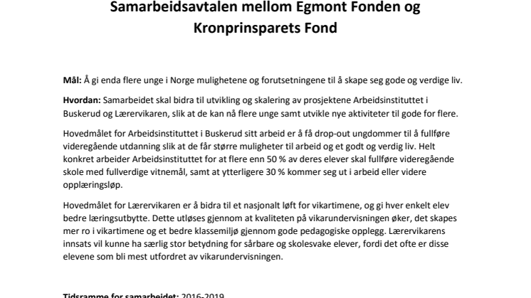 Egmont Fonden gir 12,5 millioner til Kronprinsparets Fond for å hjelpe unge i Norge 