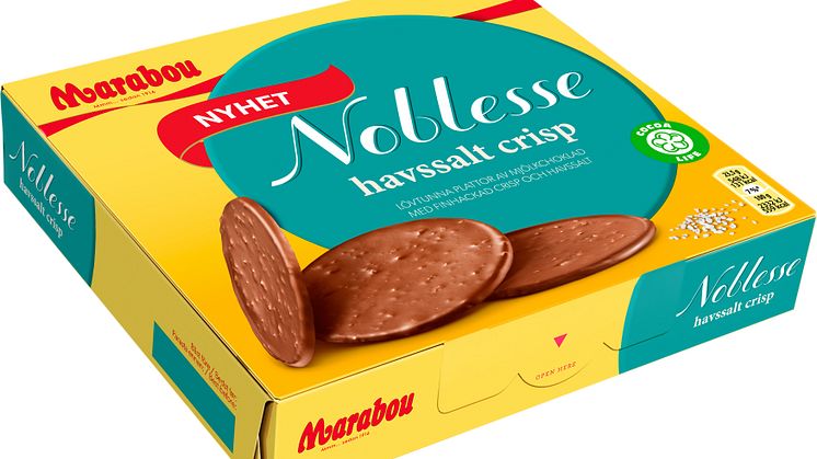 Marabou NOBLESSE SEA SALT Cu Carton 150g 12CA Carton Left Sweden