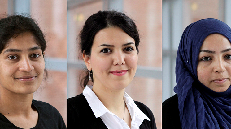 Sneha Goel, Paria Karimi och Tahira Raza är tre av de kvinnliga doktoranderna inom produktionsteknik.