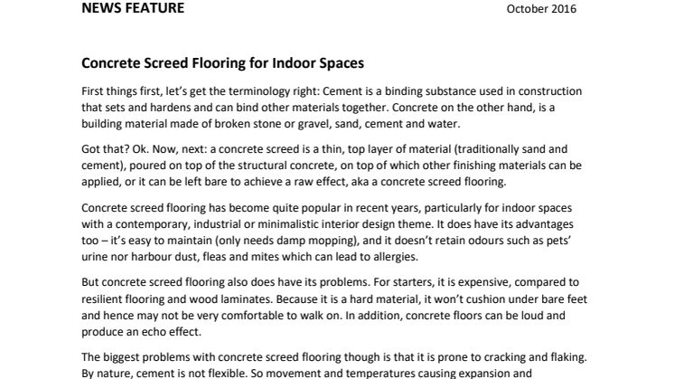 Concrete Screed Flooring for Indoor Spaces