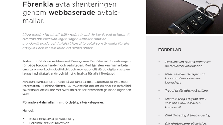 Autokontrakt Nybilsavtal - det kompletta köpekontraktet i Bilvision!