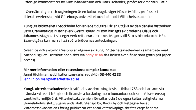 Sveriges äldsta historia i unik översättning – 500 år efter originalutgåvan