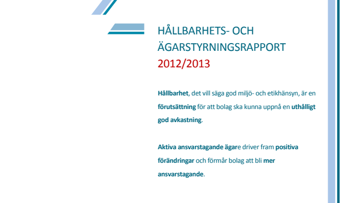 Hållbarhets- och ägarstyrningsrapport 2012/2013