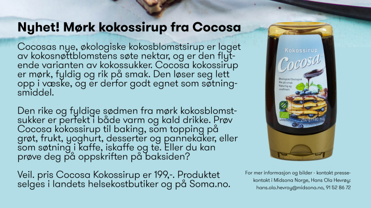 NYHET: Endelig kokossirup fra Cocosa