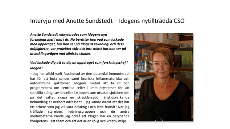 Intervju med Anette Sundstedt – Idogens nytillträdda CSO 