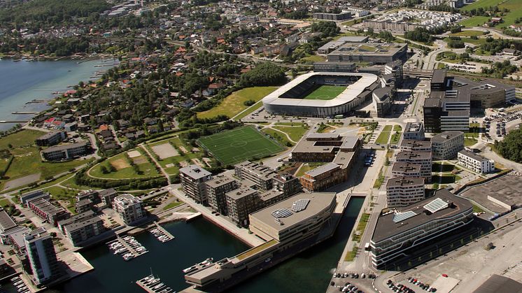 Siden Hinna Park startet forvandlingen av Jåttåvågen fra industriområde i 2001 har bydelen blitt ett attraktivt knutepunkt i Stavanger-regionen. (Foto: Hinna Park Facility Management AS)