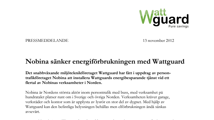 Nobina sänker energiförbrukningen med Wattguard