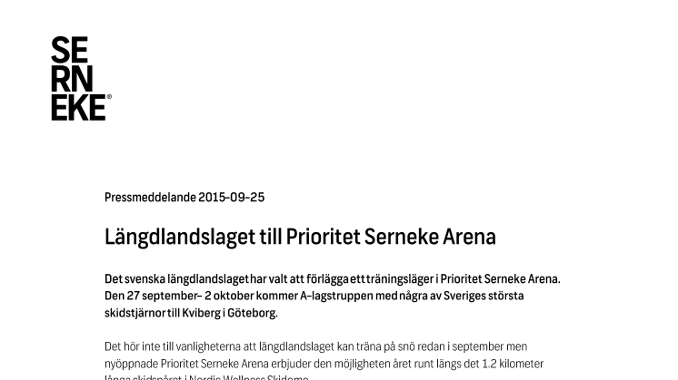 Längdlandslaget till Prioritet Serneke Arena