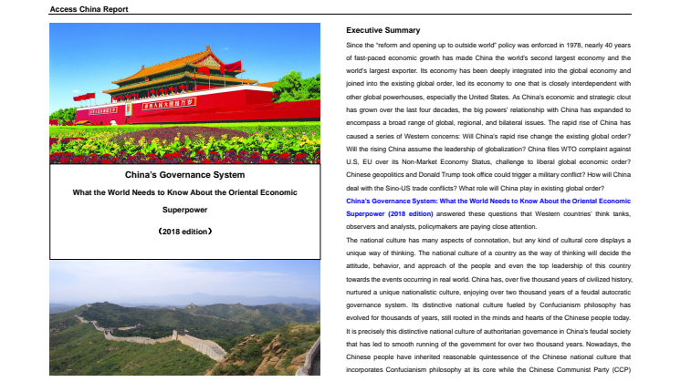 China’s Governance System: What the World Needs to Know About the Oriental Economic Superpower (2018 edition).