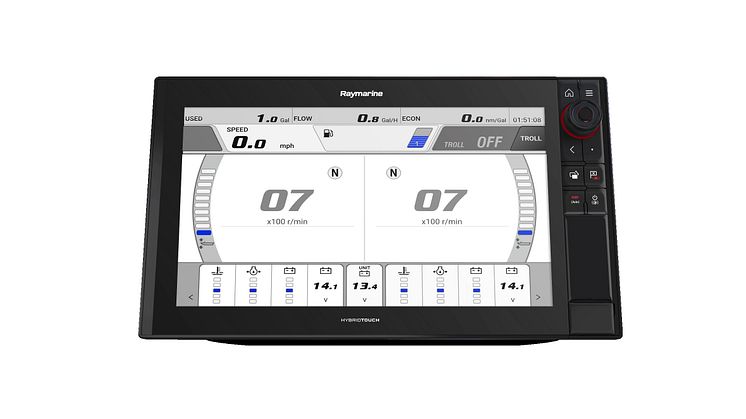 La serie Raymarine Axiom de pantallas multifunción puede mostrar ahora la instrumentación hasta para 4 motores fueraborda Yamaha en una sola pantalla.
