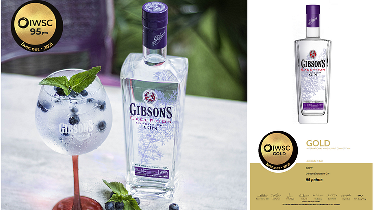 Guldmedalj till Gibson´s Exception London Dry Gin i prestigefyllda "International Wine & Spirits Competition", IWSC.